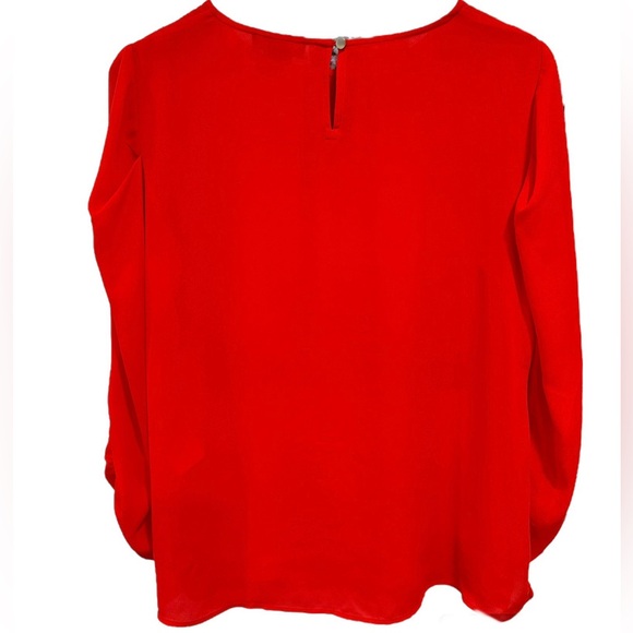🛑 Gifted / Not for sale 🛑 DKNY Ruched Long Sleeve Red Dressy Blouse NWT Medium - Picture 7 of 9
